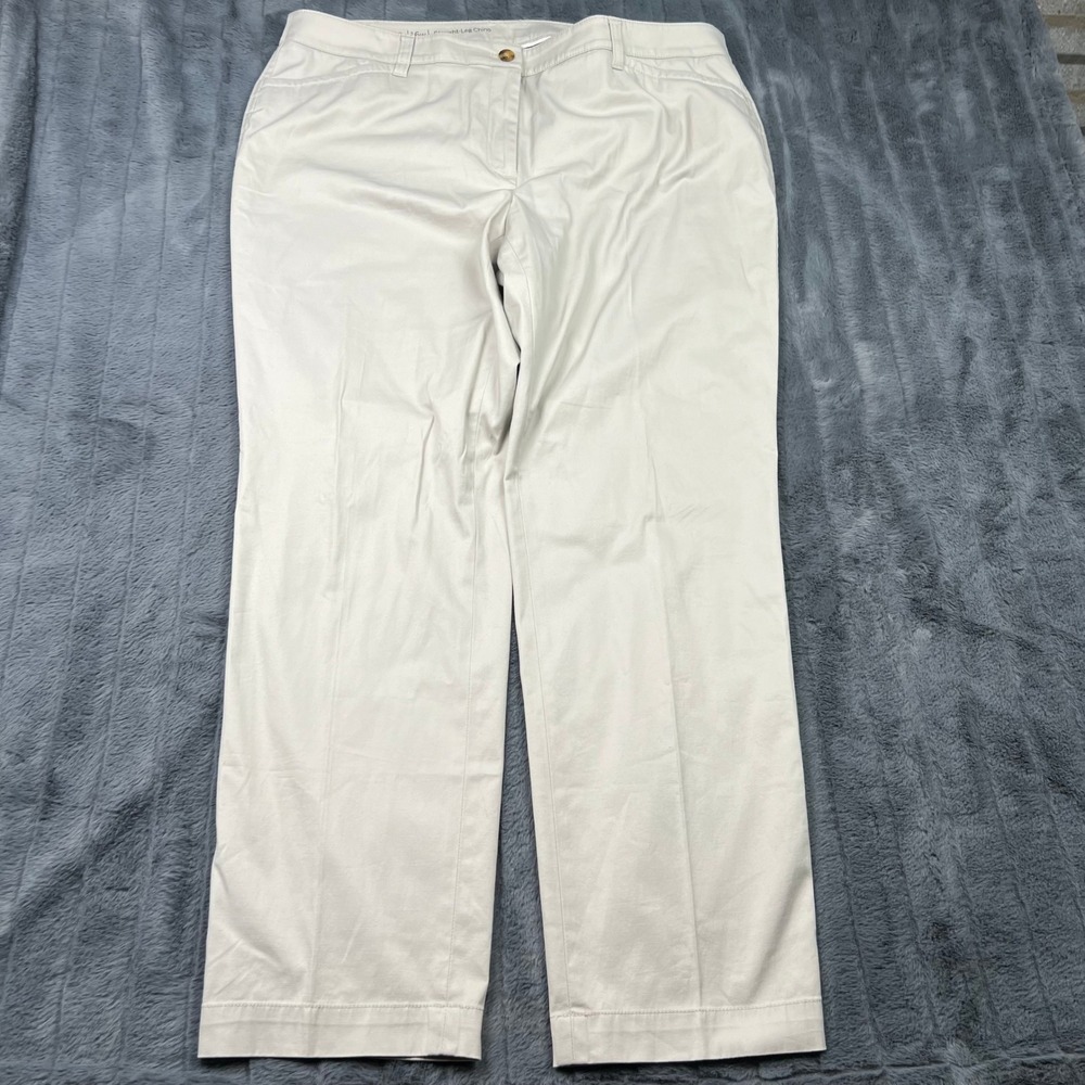 Talbots Womens 16W Straight Leg Chino Pants Beige Khaki Cotton Blend 14271